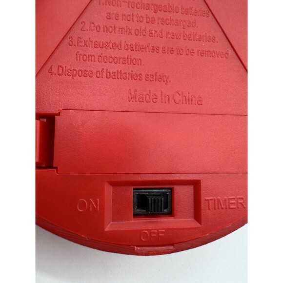 Set of 2 Illuminated Christmas Tree Ornaments Red Circle Santa & Stockings 4.25” - Picture 6 of 11